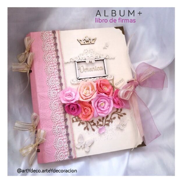 album libro de firmas color rosa bonito