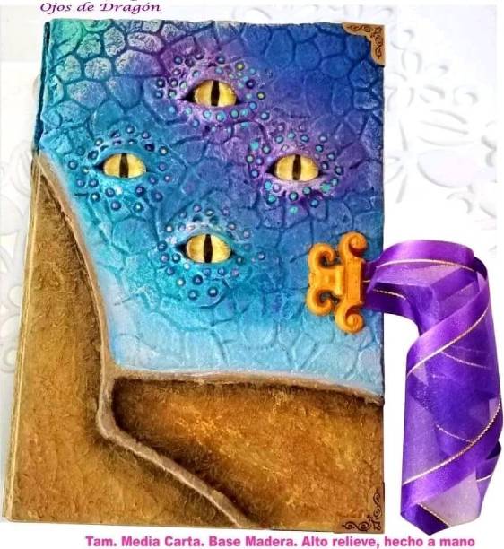 Libreta cuaderno o diario tema dragon - morado ojos