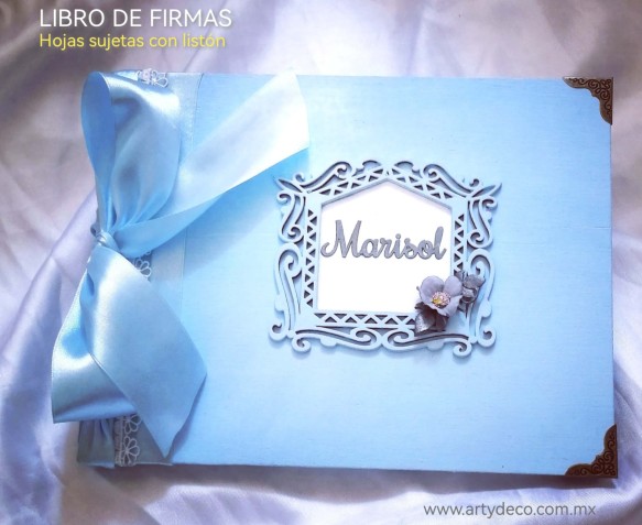 album libro de firmas color azul cielo