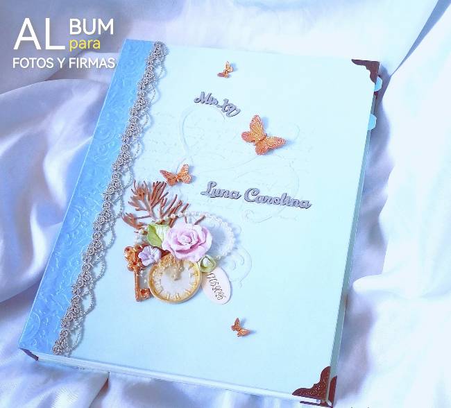 album para fotos y firmas color azul cielo tam carta para xv años